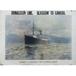 Caledonian Railway/ Donaldson Line advertising poster DONALDSON LINE GLASGOW TO CANADA PASSENGERS