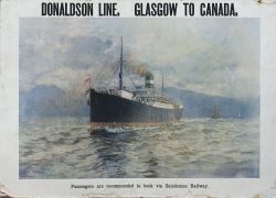 Caledonian Railway/ Donaldson Line advertising poster DONALDSON LINE GLASGOW TO CANADA PASSENGERS