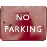 BR(M) FF enamel sign NO PARKING measuring 24in x 18in. In good condition with a few face chips.