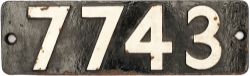 Smokebox numberplate 7743 ex GWR 0-6-0 PT built by The North British Locomotive Company Glasgow in