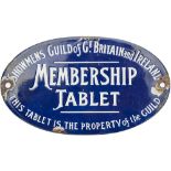 Enamel sign SHOWMENS GUILD OF GT BRITAIN AND IRELAND MEMBERSHIP TABLET THIS TABLET IS THE PROPERTY