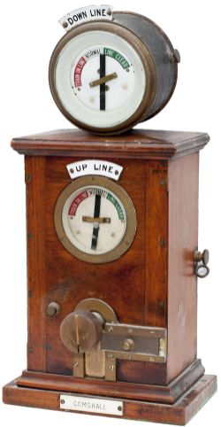 Southern Railway 3 position mahogany cased block instrument with top mounted indicator (mounting bar