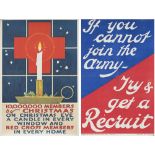 Posters WW1 RED CROSS poster and another IF YOU CANNOT JOIN THE ARMY TRY & GET A RECRUIT.