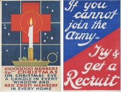 Posters WW1 RED CROSS poster and another IF YOU CANNOT JOIN THE ARMY TRY & GET A RECRUIT.