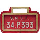 SNCF tenderplate 34.P.393, cast brass frame with cast aluminium insert. Ex SNCF 241-P 4-8-2. Face