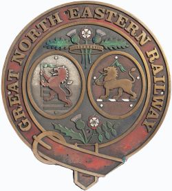 Great North Eastern Railway solid brass coach crest as applied to the sides of the Mk 3 and Mk 4