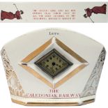 Caledonian Railway porcelain advertising clock, advertising Leith Golf Course with transfer prints