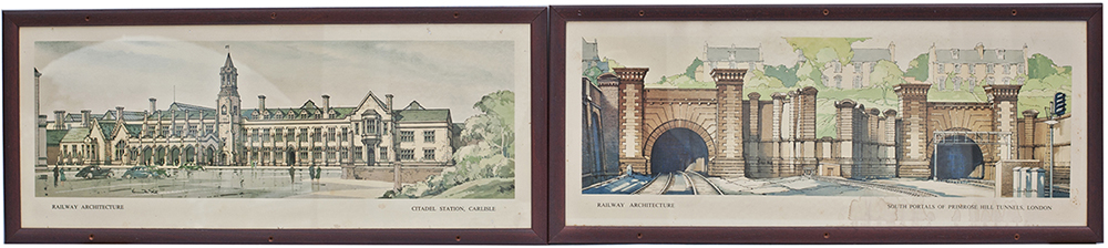 Carriage prints x 2 both from the BR Midland region Railway architecture series published 1951 25