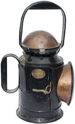 GWR 3 aspect coppertop handlamp, stamped in the side GWR and brass plated 12318. Complete with GWR