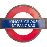 London Underground enamel target/bullseye sign KING'S CROSS ST PANCRAS measuring 24in x 20in and
