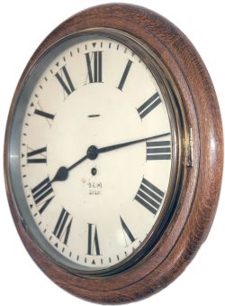 BR(M) 12in oak cased railway clock number 21201. The Smiths going barrel movement has just been
