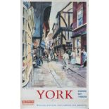 Poster BR YORK THE SHAMBLES by A. Carr Linford. Double Royal 25in x 40in dated 1962. In good