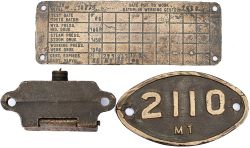 South African Railway cast brass tenderplate 2110 MT ex 12A 4-8-2 2110 built by Henschel in 1929,