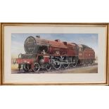 Original watercolour painting on board of Royal Scot 6161 KINGS OWN by Murray Secretan. A stunning