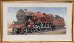 Original watercolour painting on board of Royal Scot 6161 KINGS OWN by Murray Secretan. A stunning