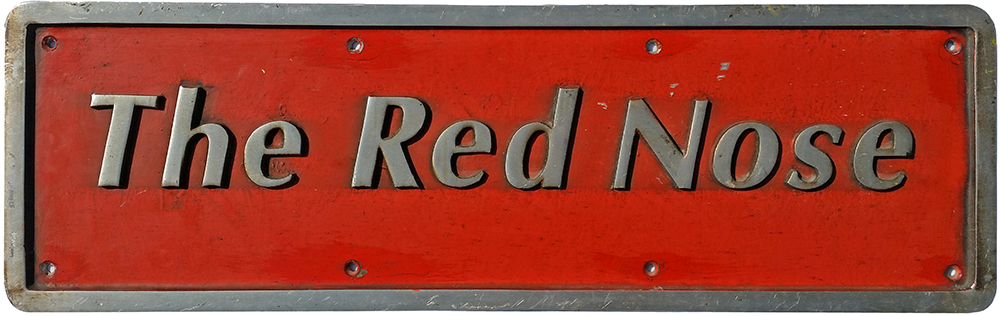 Nameplate THE RED NOSE ex BR Diesel HST class 43 43068. Named at Paddington Station