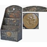 Chester and Holyhead Railway tin plate letter rack, stamped in the top C&HRW Co and also brass