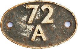 Shedplate 72A Exmouth Junction 1950–1966 with sub sheds Bude, Exmouth, Launceston to 1958, Lyme