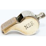 North Staffordshire Railway brass guards whistle with nickel plated centre, stamped in the side N.
