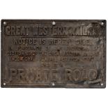 Great Western Railway fully titled cast iron sign PRIVATE ROAD . Measures 25in x 16in, has a