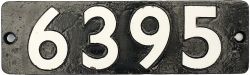 Smokebox numberplate 6395 ex GWR 2-6-0 built in 1921 by Robert Stephenson & Hawthorn Ltd.
