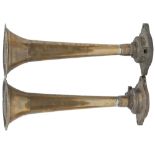A pair of brass Desilux air horns complete with grills and traces of BR blue paint. One is stamped