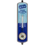 Advertising enamel thermometer and barometer BLUE GILLETTE BLADES with original thermometer and