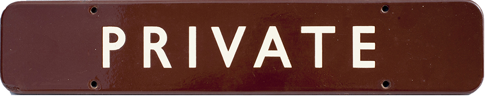BR(W) FF enamel doorplate PRIVATE measuring 18in x 3.5in. In very good condition with a few minor