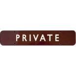 BR(W) FF enamel doorplate PRIVATE measuring 18in x 3.5in. In very good condition with a few minor
