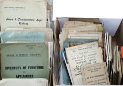 A large box of GWR paperwork, books and photographs including Official GWR books, notices, menus,