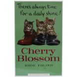 Advertising sign CHERRY BLOSSOM SHOE POLISH THERES ALWAYS TIME FOR A DAILY SHINE, with the three