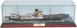 Professionally built glass cased Waterline model of GREAT WESTERN 937 ferry boat, by C D Riches