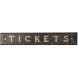 GWR pre grouping cast iron doorplate TICKETS as removed from Bromyard Station. Measures 16in x 2.5in