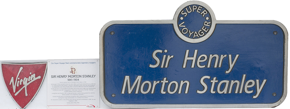 Nameplate SIR HENRY MORTON STANLEY ex Virgin Super Voyager Diesel Electric Class 221 No 221117.