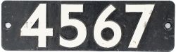 Smokebox numberplate 4567 ex Churchward 2-6-2 T built at Swindon in 1924. Allocations included 85A