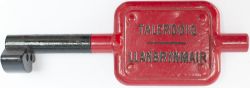 GWR Tyers No9 single line steel key token TALERDDIG - LLANBRYNMAIR, configuration A, has been