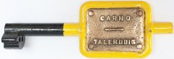 GWR Tyers No9 single line steel key token CARNO - TALERDDIG, configuration D, has been repainted.