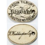London Tilbury & Southend Railway Ivory Pass/Ticket issued to D.Waddington Esq. In very good