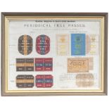 London Brighton & South Coast Railway Periodical Free Passes 1884 framed and glazed notice 21in