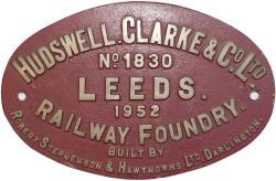 Worksplate HUDSWELL CLARKE & CO LTD LEEDS BUILT BY ROBERT STEPHENSON & HAWTHORNS LTD DARLINGTON