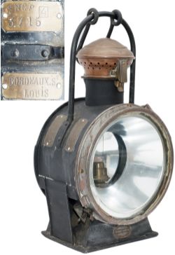 French locomotive headlamp from the former SNCF steam depot at Bordeaux St. Louis, the principal