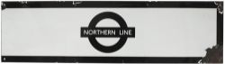 London Transport enamel frieze sign NORTHERN LINE. Measures 33in x 9in and is in good condition with