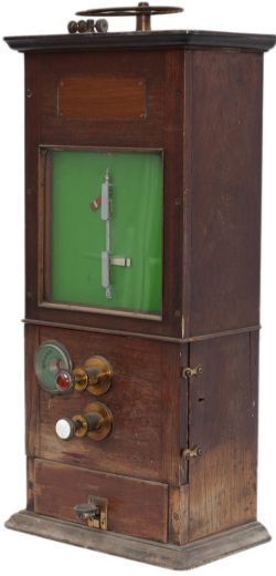 Caledonian Railway Tyers 2 needle mahogany cased block instrument with external mounted gong. Has