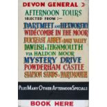 Bus sign DEVON GENERAL AFTERNOON TOURS DARTMOUTH, WIDECOMBE IN THE MOOR, DAWLISH, TEIGNMOUTH etc.