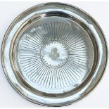 Great Western Railway Hotels silverplate circular tray marked on the face with full GWR COA and base