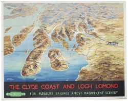 Poster BR THE CLYDE COAST AND LOCH LOMOND by W.C.Nicolson. Quad Royal 40in x 50in. Published by