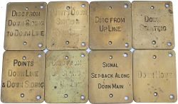 Midland Railway brass signal lever description plates all measuring 5in x 4in: POINTS DOWN LINE &