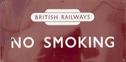 BR(M) enamel railway sign BRITISH RAILWAYS in totem NO SMOKING. Measures 24in x 12in and is in