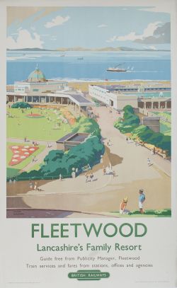 Poster BR FLEETWOOD LANCASHIRES FAMILY RESORT by Frank Sherwin. Double Royal 25in x 40in.