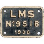 LMS cast iron tenderplate LMS No9518 1936 ex Stanier Class 5 4-6-0 45282 which was withdrawn in